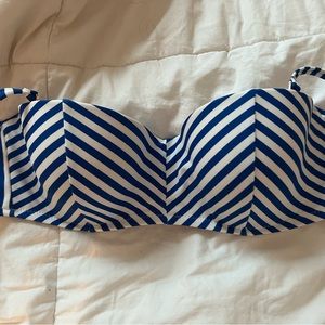 blue and white striped top bikini